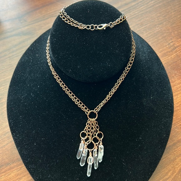 Handmade Copper Crystal Swinging Circles Necklace 7th Wedding Anniversary Gift - Picture 6 of 8